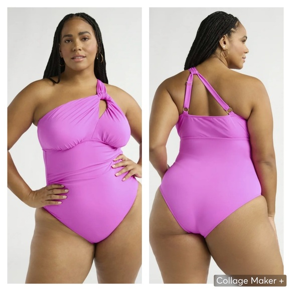 Sofia by Sofia Vergara Women's Plus One Shoulder Keyhole One Piece Swimsuit 2XL - Picture 1 of 11